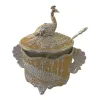 Silver peacock patterned decorative sugar jar, home decor, kitchen storage jar, seasoning jar Item Picture